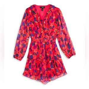 AQUA Girls Abstract Printed Wrap Dress Size Small (7/8)